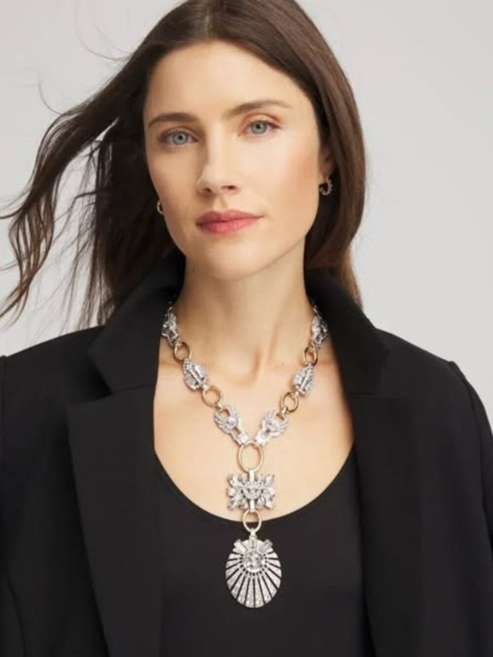 Chico’s Originals Art Deco Crystal Y-Necklace.